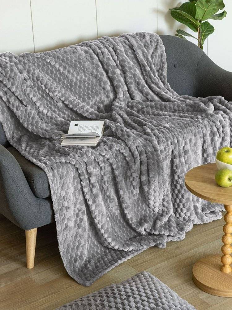 ΚΟΥΒΕΡΤΑ ΚΑΝΑΠΕ PALAMAIKI HOME ASTER FLEECE GREY (160X220CM)