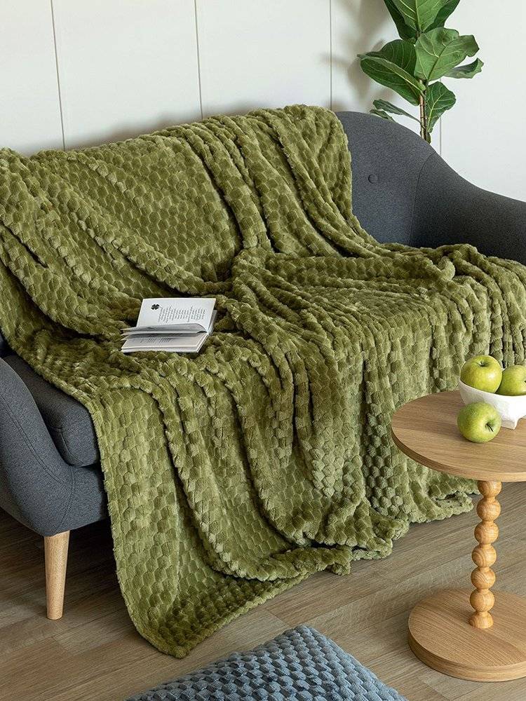 ΚΟΥΒΕΡΤΑ ΚΑΝΑΠΕ PALAMAIKI ASTER FLEECE GREEN (160X220CM)