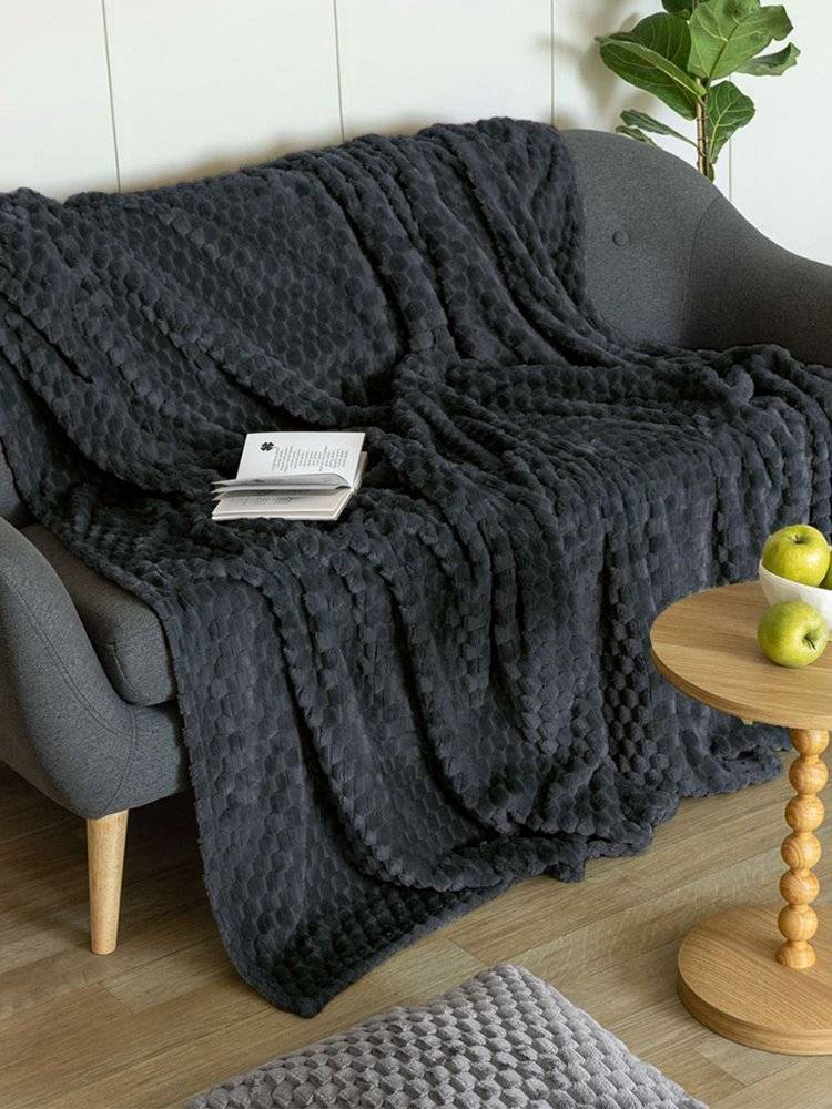 ΚΟΥΒΕΡΤΑ ΚΑΝΑΠΕ PALAMAIKI HOME ASTER FLEECE COAL(160X220CM)