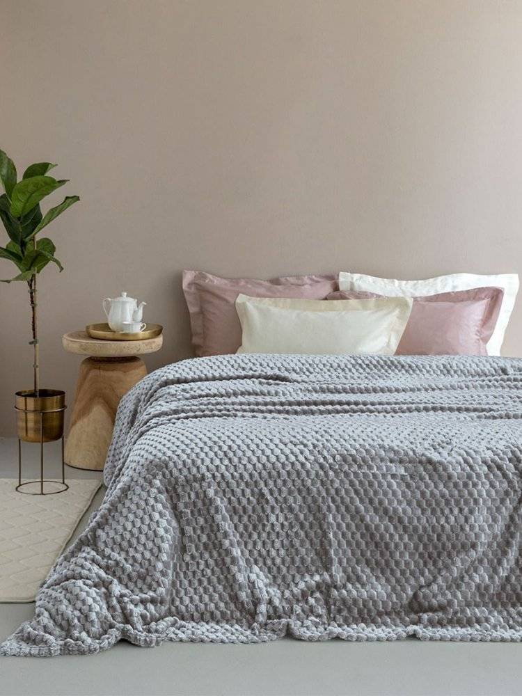 ΚΟΥΒΕΡΤΑ ΥΠΕΡΔΙΠΛΗ PALAMAIKI HOME ASTER FLEECE GREY (220X240CM)