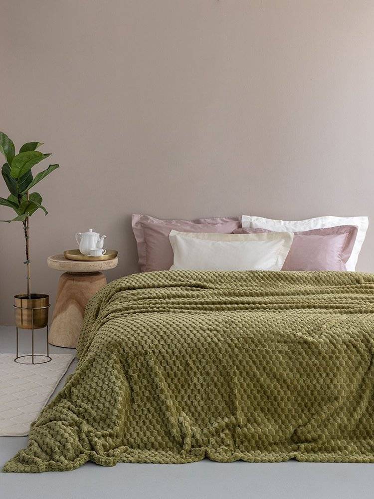ΚΟΥΒΕΡΤΑ ΥΠΕΡΔΙΠΛΗ PALAMAIKI HOME ASTER FLEECE GREEN (220X240CM)