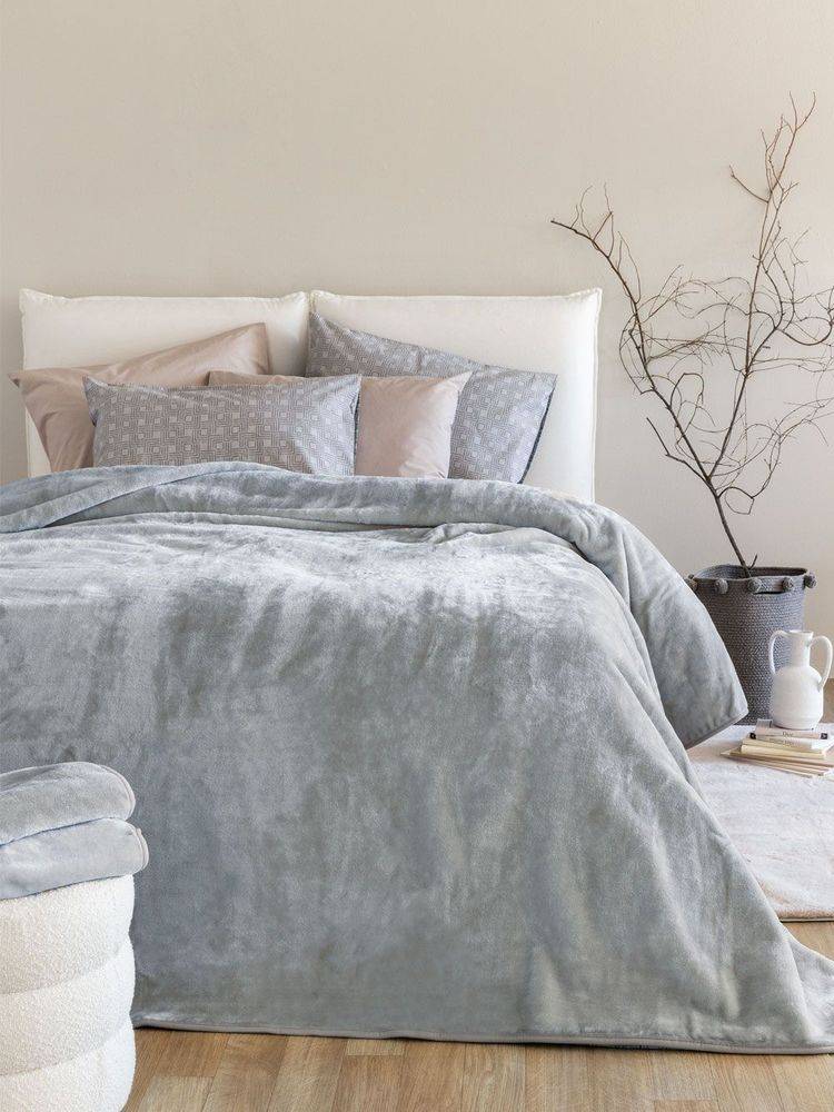 ΚΟΥΒΕΡΤΑ ΥΠΕΡΔΙΠΛΗ ΒΕΛΟΥΤΕ PALAMAIKI HOME DREAM VELOUR/3 ASH 220X240CM