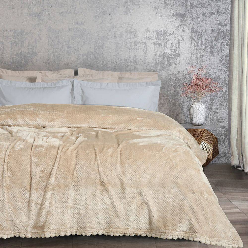 Κουβέρτα Fleece Μονή Das Home 1187 Beige 160x220