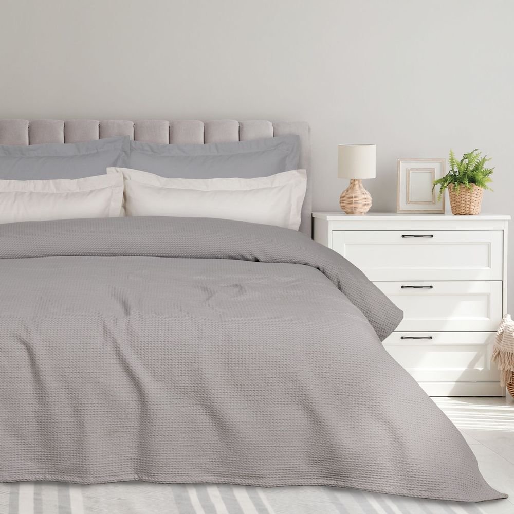 DAS HOME ΚΟΥΒΕΡΤΑ KING SIZE DAS HOME 0496 GREY ΠΙΚΕ (240X260CM)