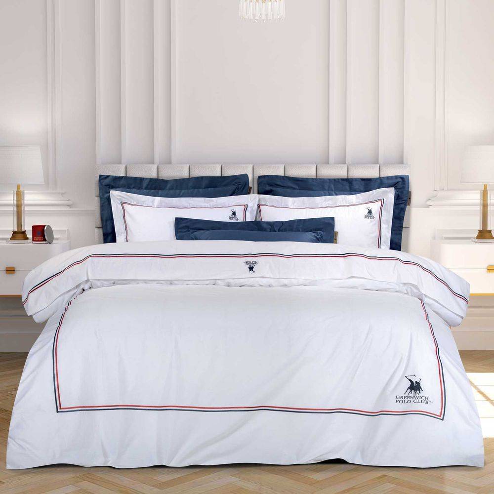 GREENWICH POLO CLUB ΣΕΝΤΟΝΙΑ KING SIZE GREENWICH POLO CLUB 2173 ΛΕΥΚΟ ΣΕΤ 4 ΤΜΧ ΧΩΡΙΣ ΛΑΣΤΙΧΟ (270X280CM)