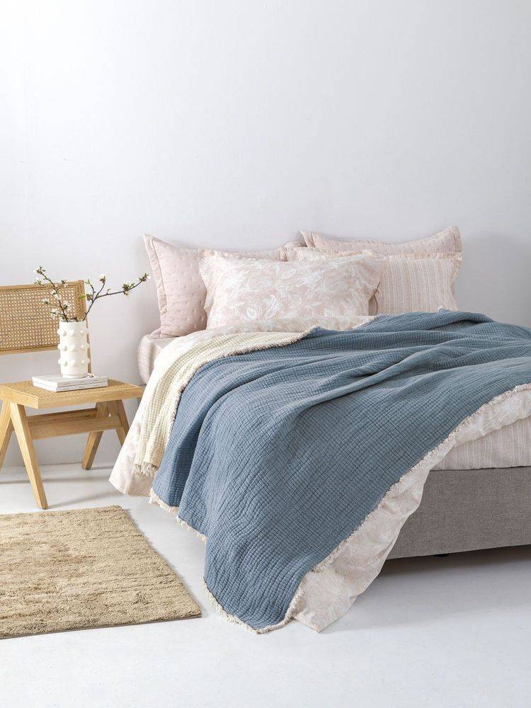 ΠΑΛΑΜΑΙΚΗ ΚΟΥΒΕΡΤΑ ΥΠΕΡΔΙΠΛΗ PALAMAIKI HOME MUSLIN MOUS BLUE (250X240CM)