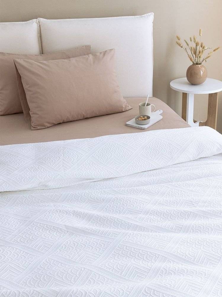 ΚΟΥΒΕΡΤΑ ΥΠΕΡΔΙΠΛΗ PALAMAIKI HOME CARLA WHITE ΠΙΚΕ (250X260CM)