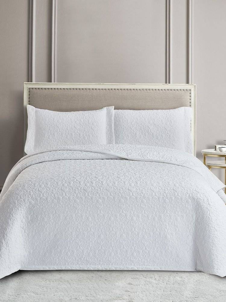 ΠΑΛΑΜΑΙΚΗ ΣΕΤ ΝΥΦΙΚΟ ΚΟΥΒΕΡΛΙ PALAMAIKI HOME WED103 WHITE ΣΕΤ 3ΤΜΧ (240X260CM)