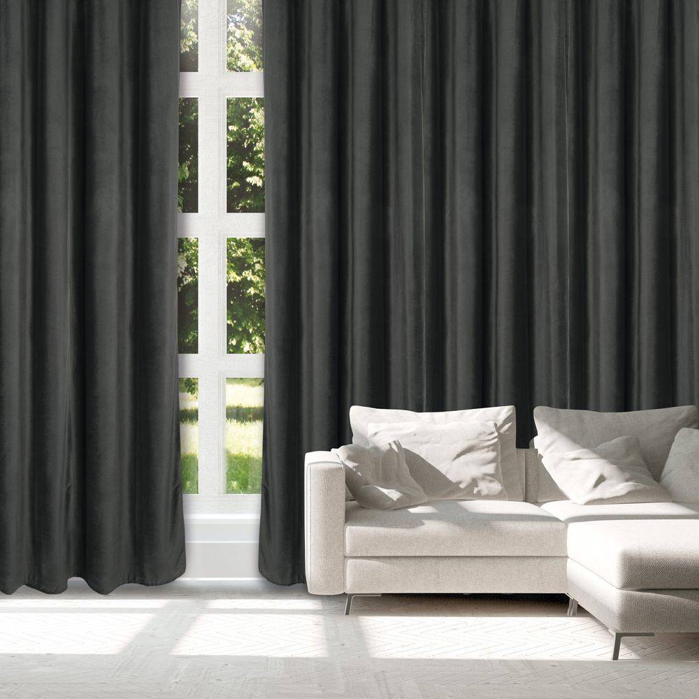 ΚΟΥΡΤΙΝΑ ΜΕ ΚΡΙΚΟΥΣ DAS HOME 2232 ΣΚΟΥΡΟ ΓΚΡΙ (140Χ270CM) DAS HOME