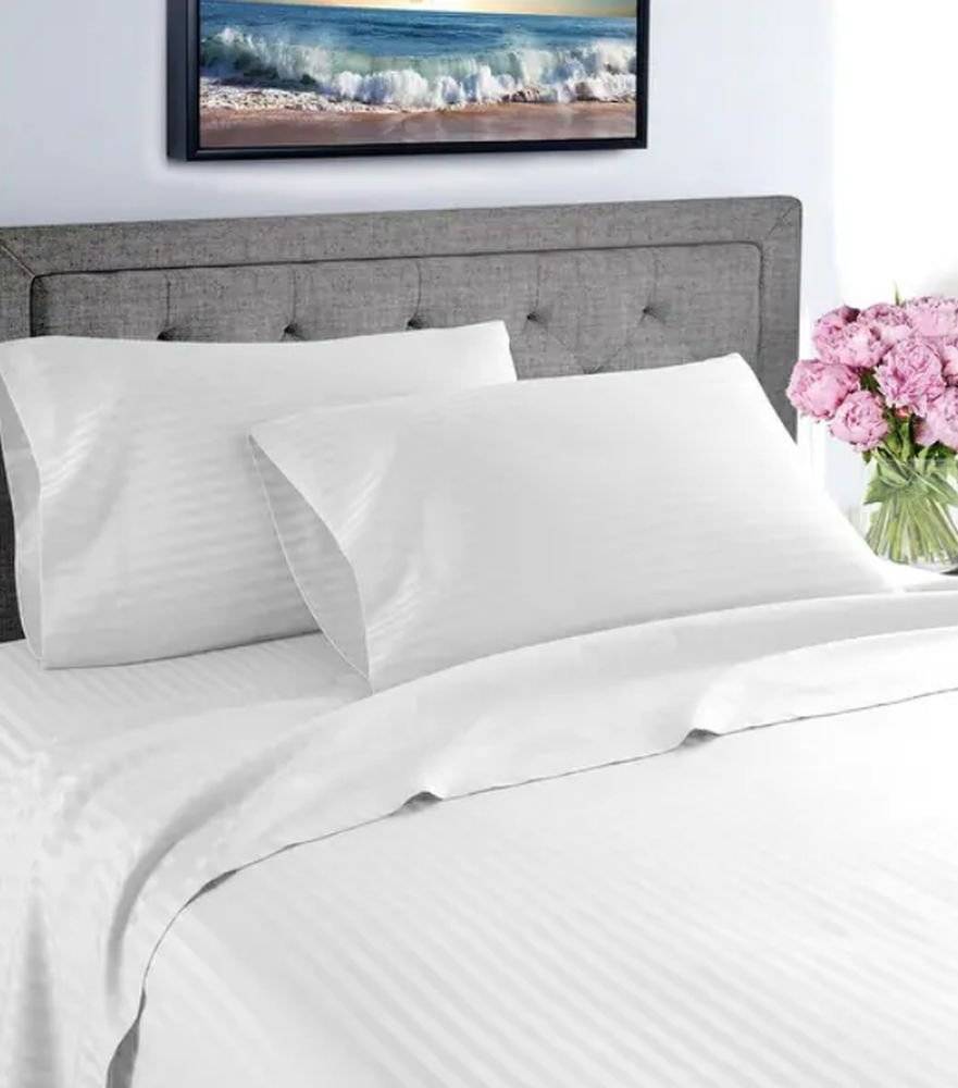 ΣΕΝΤΟΝΙΑ KING SIZE ΚΟΜΒΟΣ SATIN STRIPE ΛΕΥΚΟ ΣΕΤ 4ΤΜΧ (250X280CM)