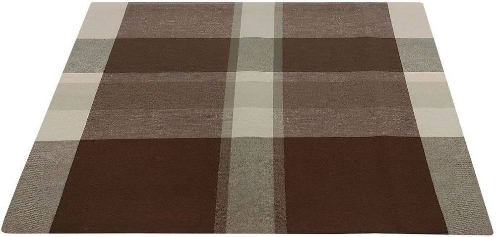 Τραπεζομάντηλο ΚΟΜΒΟΣ Λονέτα Υφαντό Καρό Brown-Beige 140x140