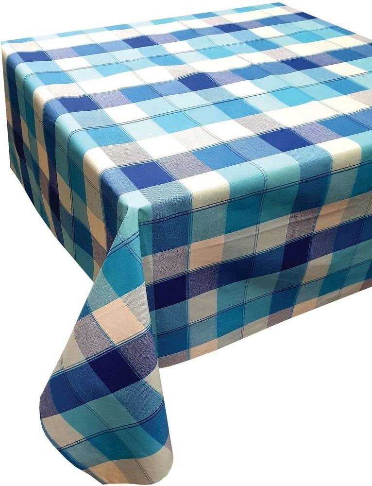 Τραπεζομάντηλο ΚΟΜΒΟΣ Καρό Design-3 Turquoise 140x140