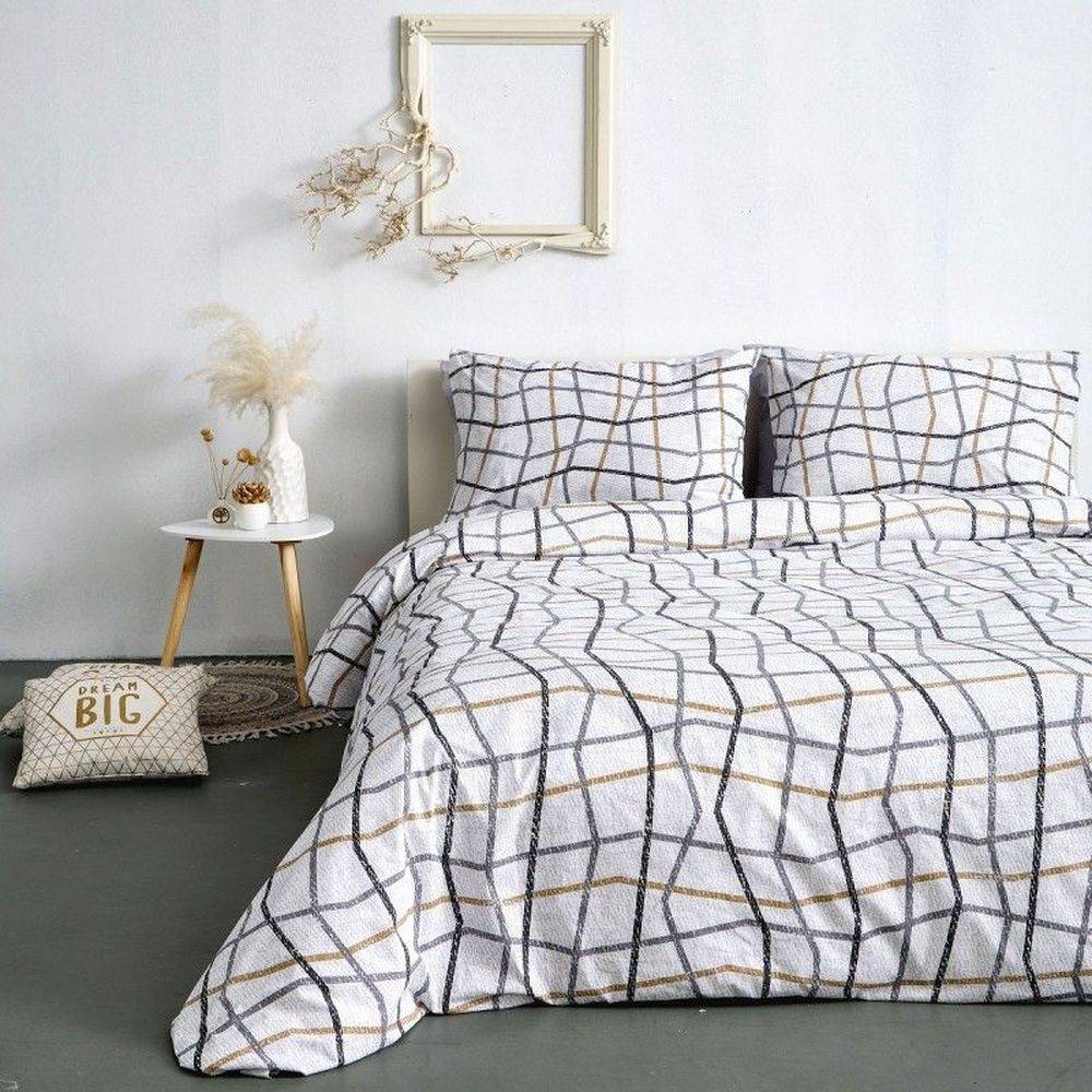 SB HOME ΣΕΝΤΟΝΙΑ ΥΠΕΡΔΙΠΛΑ SB HOME LINEAR SILVER ΣΕΤ 4ΤΜΧ ΧΩΡΙΣ ΛΑΣΤΙΧΟ (240X265CM)