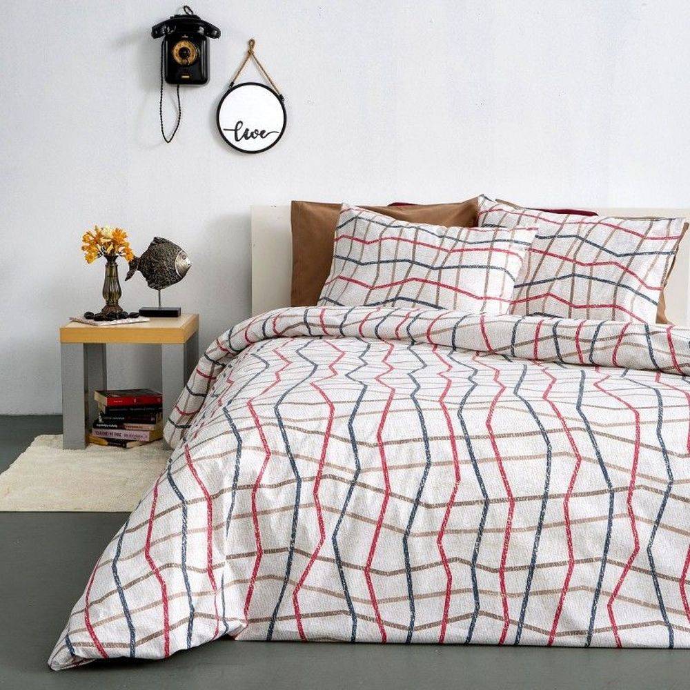 ΣΕΝΤΟΝΙΑ ΥΠΕΡΔΙΠΛΑ SB HOME LINEAR TAUPE ΣΕΤ 4ΤΜΧ ΧΩΡΙΣ ΛΑΣΤΙΧΟ (240X265CM) SB HOME