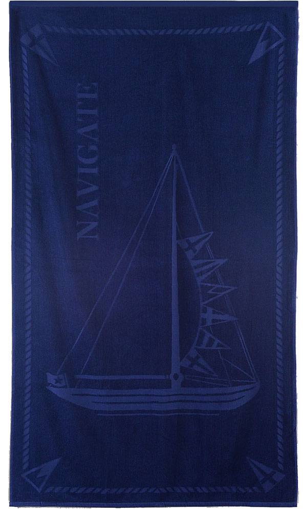 ΠΕΤΣΕΤΑ ΘΑΛΑΣΣΗΣ RYTHMOS ΒΕΛΟΥΤΕ NAVIGATE ΜΠΛΕ (86X160CM) RYTHMOS