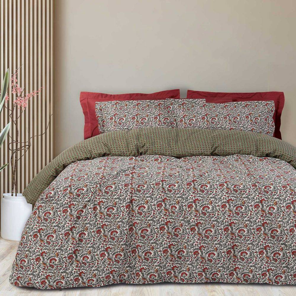 ΣΕΝΤΟΝΙΑ ΜΟΝΑ DAS HOME HAPPY 9587 ΚΟΚΚΙΝΟ/ΠΡΑΣΙΝΟ ΣΕΤ 3ΤΜΧ (170X260CM) DAS HOME