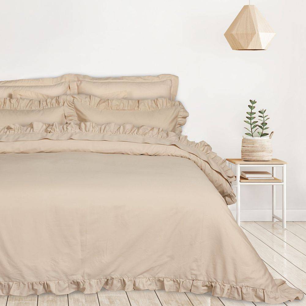 ΣΕΝΤΟΝΙΑ ΥΠΕΡΔΙΠΛΑ DAS HOME DAILY 3168 TAUPE ΣΕΤ 4 ΤΜΧ (240X270CM) DAS HOME