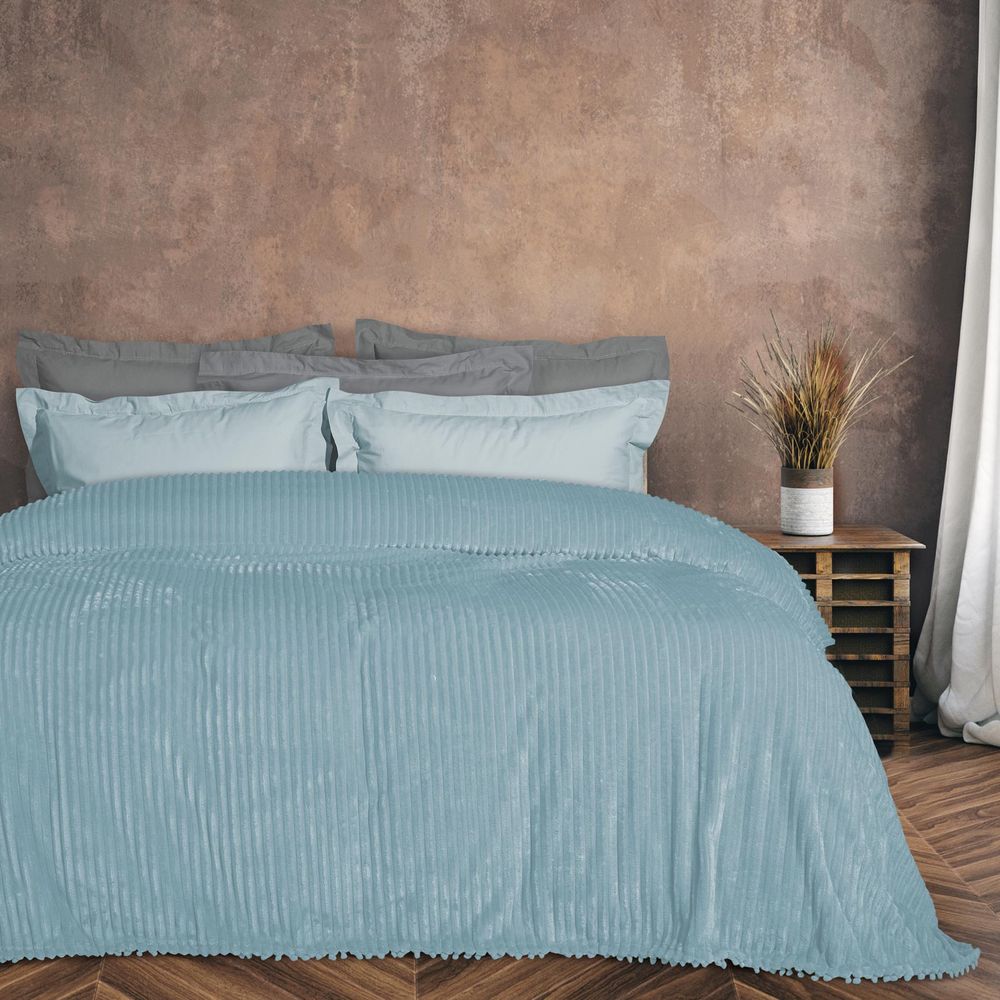 ΚΟΥΒΕΡΤΑ ΥΠΕΡΔΙΠΛΗ DAS HOME FLEECE 1355 ΓΑΛΑΖΙΟ (220X240CM) DAS HOME
