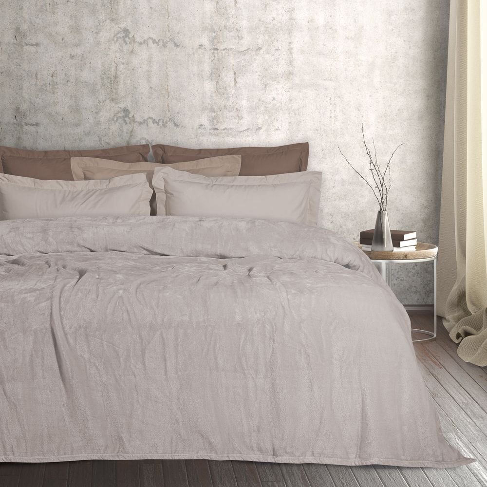 ΚΟΥΒΕΡΤΑ ΥΠΕΡΔΙΠΛΗ DAS HOME VELOUR 1345 ΜΠΕΖ (220X240CM) DAS HOME