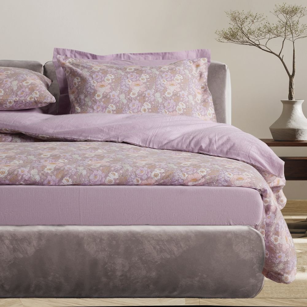 ΣΕΝΤΟΝΙΑ ΥΠΕΡΔΙΠΛΑ DAS HOME HAPPY FLANNEL 9682 GREY/LILAC ΣΕΤ 4ΤΜΧ (240X260CM)