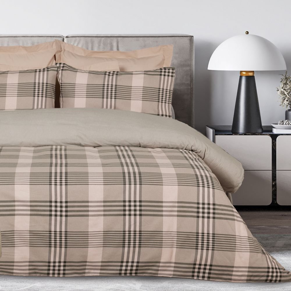 ΣΕΝΤΟΝΙΑ ΥΠΕΡΔΙΠΛΑ DAS HOME HAPPY FLANNEL 9679 BEIGE/OLIVE ΣΕΤ 4ΤΜΧ (240X260CM)