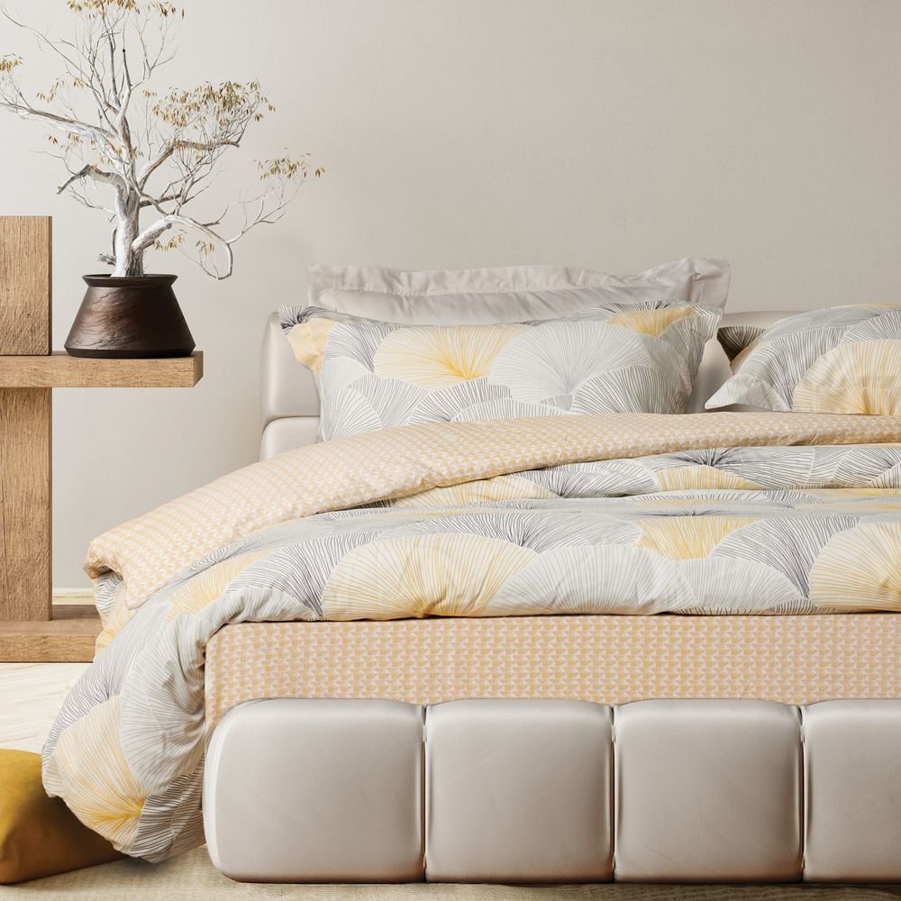 ΣΕΝΤΟΝΙΑ ΥΠΕΡΔΙΠΛΑ DAS HOME HAPPY 9685 GREY/OCHRE ΣΕΤ 4ΤΜΧ ΧΩΡΙΣ ΛΑΣΤΙΧΟ (240X260CM) DAS HOME