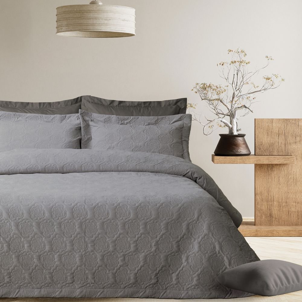 ΚΟΥΒΕΡΛΙ KING SIZE DAS HOME HAPPY 0287 GREY (240X250CM) DAS HOME