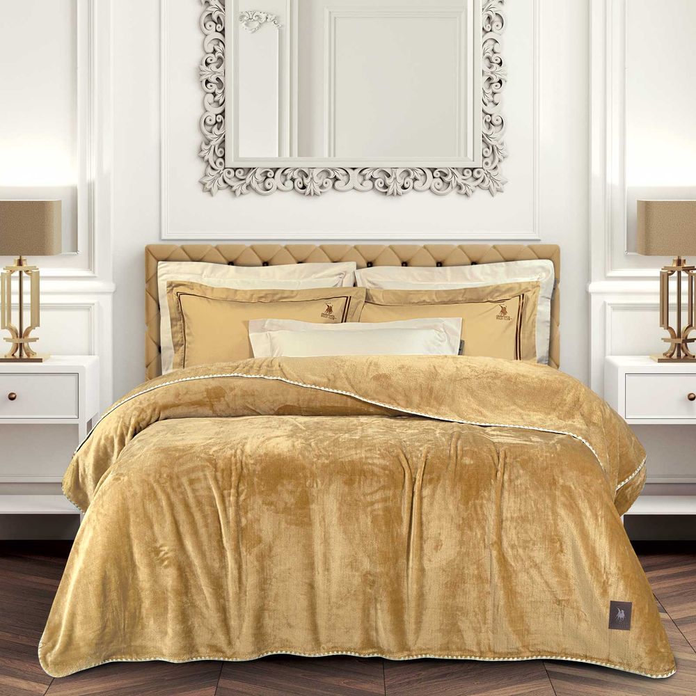 Κουβέρτα Fleece Υπέρδιπλη Greenwich Polo Club 4441 Ochre 220x240