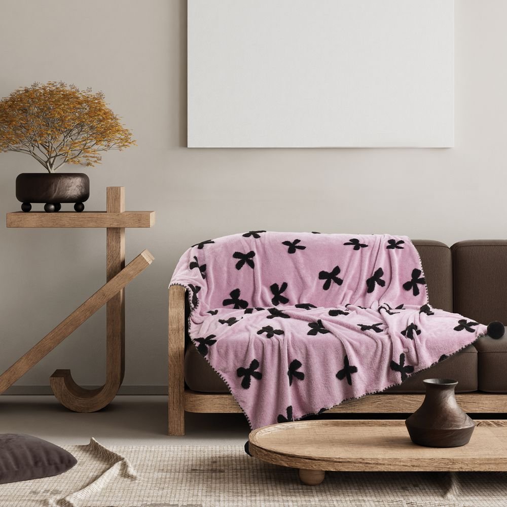 DAS HOME ΚΟΥΒΕΡΤΑ ΚΑΝΑΠΕ DAS HOME JACQUARD FLEECE 1381 LILAC (130X170CM)