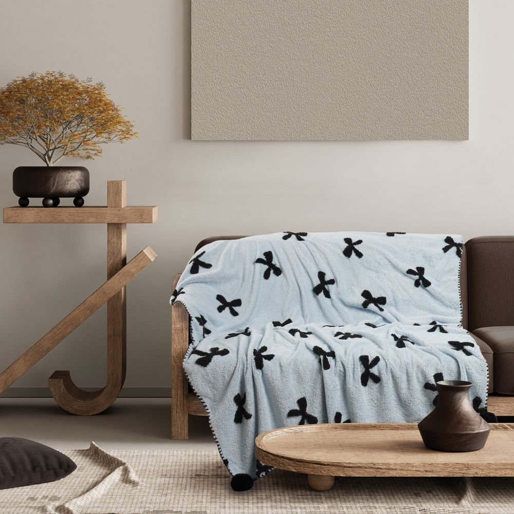 DAS HOME ΚΟΥΒΕΡΤΑ ΚΑΝΑΠΕ DAS HOME JACQUARD FLEECE 1380 LIGHT BLUE (130X170CM)