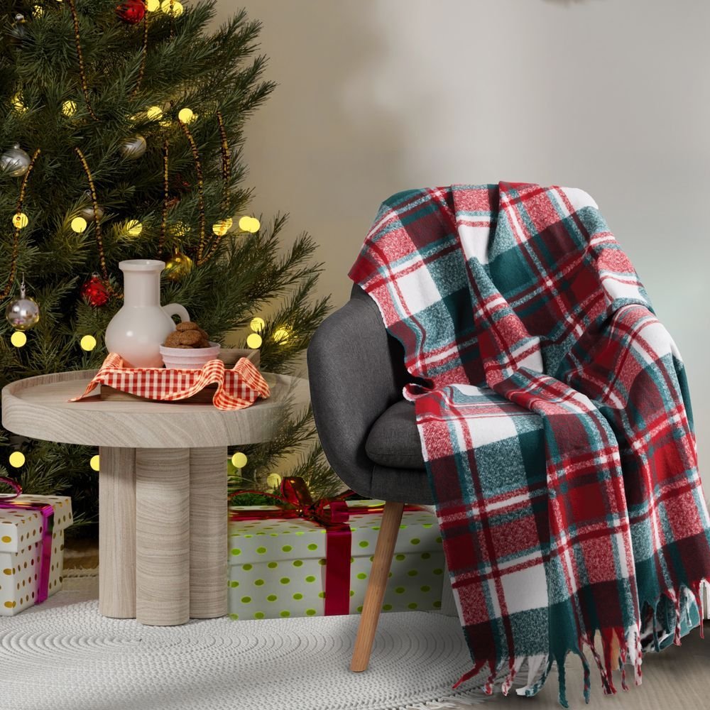ΚΟΥΒΕΡΤΑ ΚΑΝΑΠΕ DAS HOME FAUX MOHAIR 1378 GREEN/RED (130X170CM)