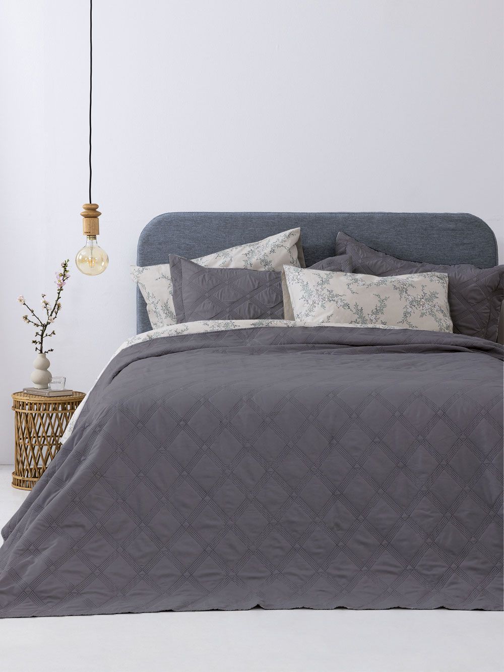 ΠΑΛΑΜΑΙΚΗ ΣΕΤ ΚΟΥΒΕΡΛΙ ΥΠΕΡΔΙΠΛΟ PALAMAIKI HOME IFIGENEIA GREY 3ΤΜΧ (220X240CM)