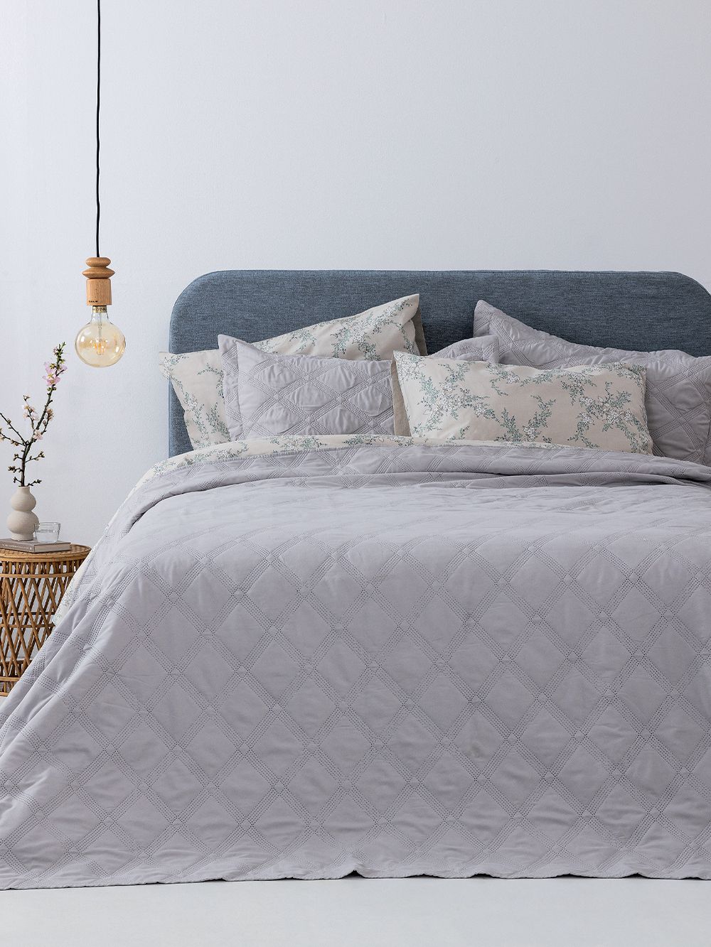 ΠΑΛΑΜΑΙΚΗ ΣΕΤ ΚΟΥΒΕΡΛΙ ΥΠΕΡΔΙΠΛΟ PALAMAIKI HOME IFIGENEIA SILVER 3ΤΜΧ (220X240CM)