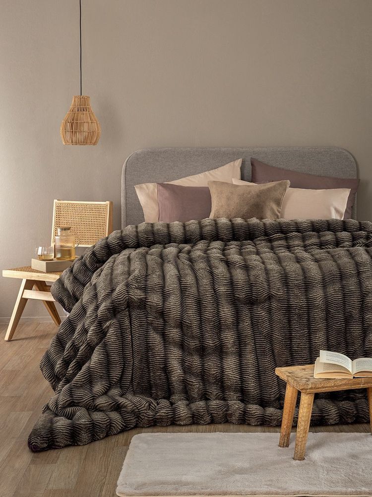 ΚΟΥΒΕΡΤΟΠΑΠΛΩΜΑ ΥΠΕΡΔΙΠΛΟ PALAMAIKI HOME JUNO TAUPE 220X240CM