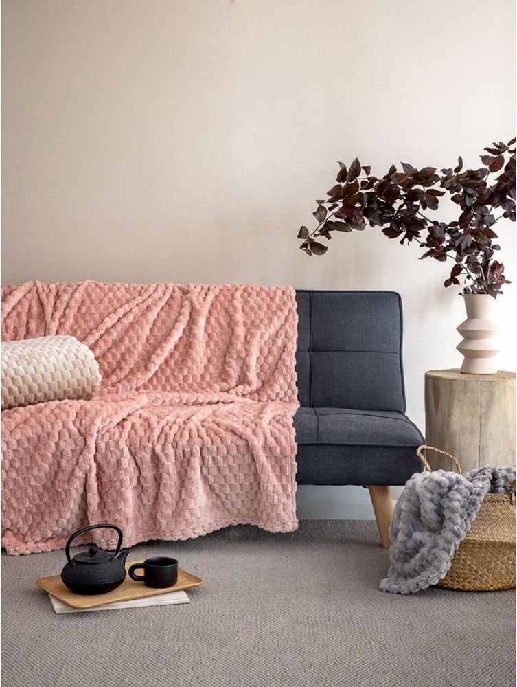 ΚΟΥΒΕΡΤΑ ΚΑΝΑΠΕ PALAMAIKI HOME ASTER FLEECE ROSE (160X220CM)