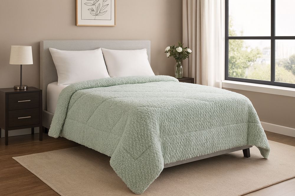 ΚΟΥΒΕΡΤΟΠΑΠΛΩΜΑ ΔΙΠΛΟ NAF NAF FUR FLUFFY DOUBLE DUSTY MINT 220X240CM NAF NAF