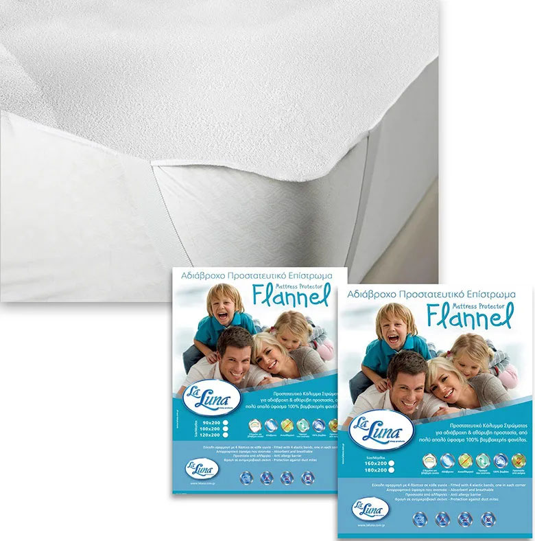 ΕΠΙΣΤΡΩΜΑ ΗΜΙΔΙΠΛΟ LA LUNA FLANNEL 4 ΛΑΣΤΙΧΑ ΑΔΙΑΒΡΟΧΟ 120X200CM LA LUNA