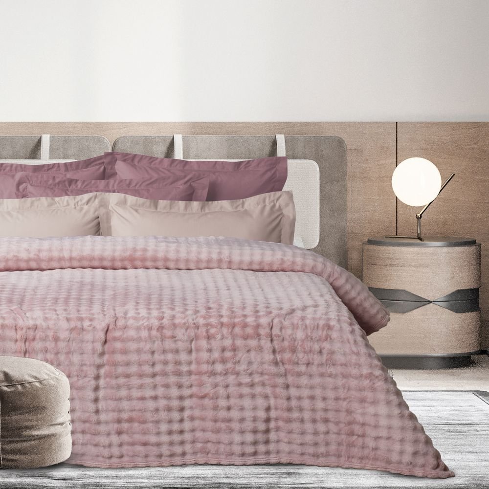 ΚΟΥΒΕΡΤΑ KING SIZE DAS HOME BUBBLE FLEECE 1372 DUSTY LILAC (240X260CM) DAS HOME