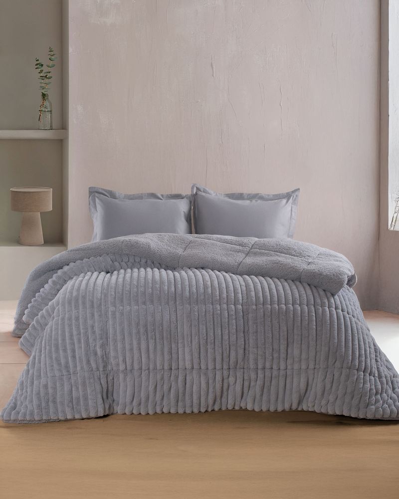 RYTHMOS ΚΟΥΒΕΡΤΟΠΑΠΛΩΜΑ ΥΠΕΡΔΙΠΛΟ RYTHMOS BUTTER ΓΚΡΙ ΑΝΟΙΧΤΟ 220X240CM