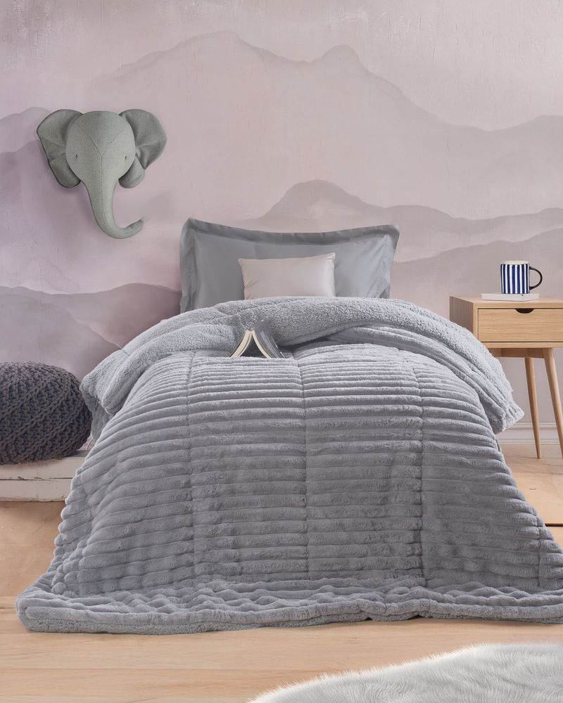 ΚΟΥΒΕΡΤΟΠΑΠΛΩΜΑ ΗΜΙΔΙΠΛΟ RYTHMOS BUTTER ΓΚΡΙ ΑΝΟΙΧΤΟ 160X220CM RYTHMOS