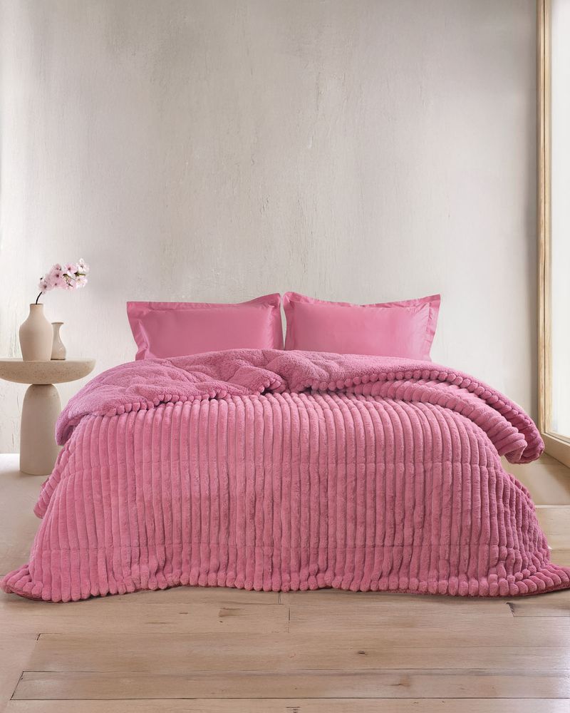 ΚΟΥΒΕΡΤΟΠΑΠΛΩΜΑ ΥΠΕΡΔΙΠΛΟ RYTHMOS BUTTER ΡΟΖ 220X240CM RYTHMOS