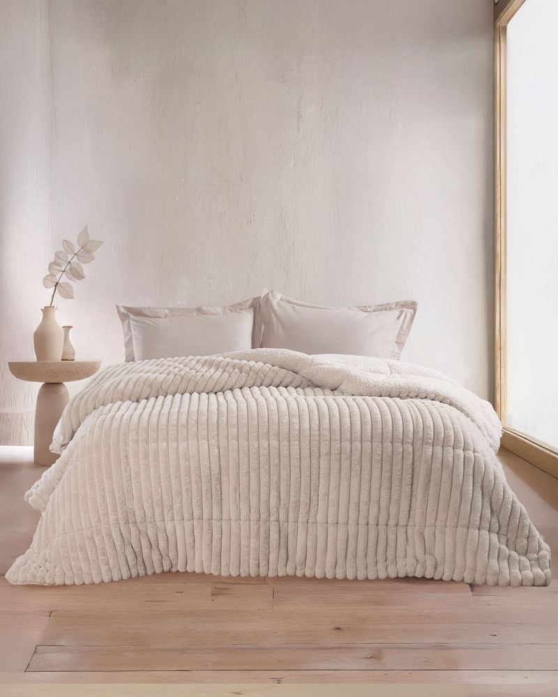 ΚΟΥΒΕΡΤΟΠΑΠΛΩΜΑ ΥΠΕΡΔΙΠΛΟ RYTHMOS BUTTER ΕΚΡΟΥ 220X240CM RYTHMOS