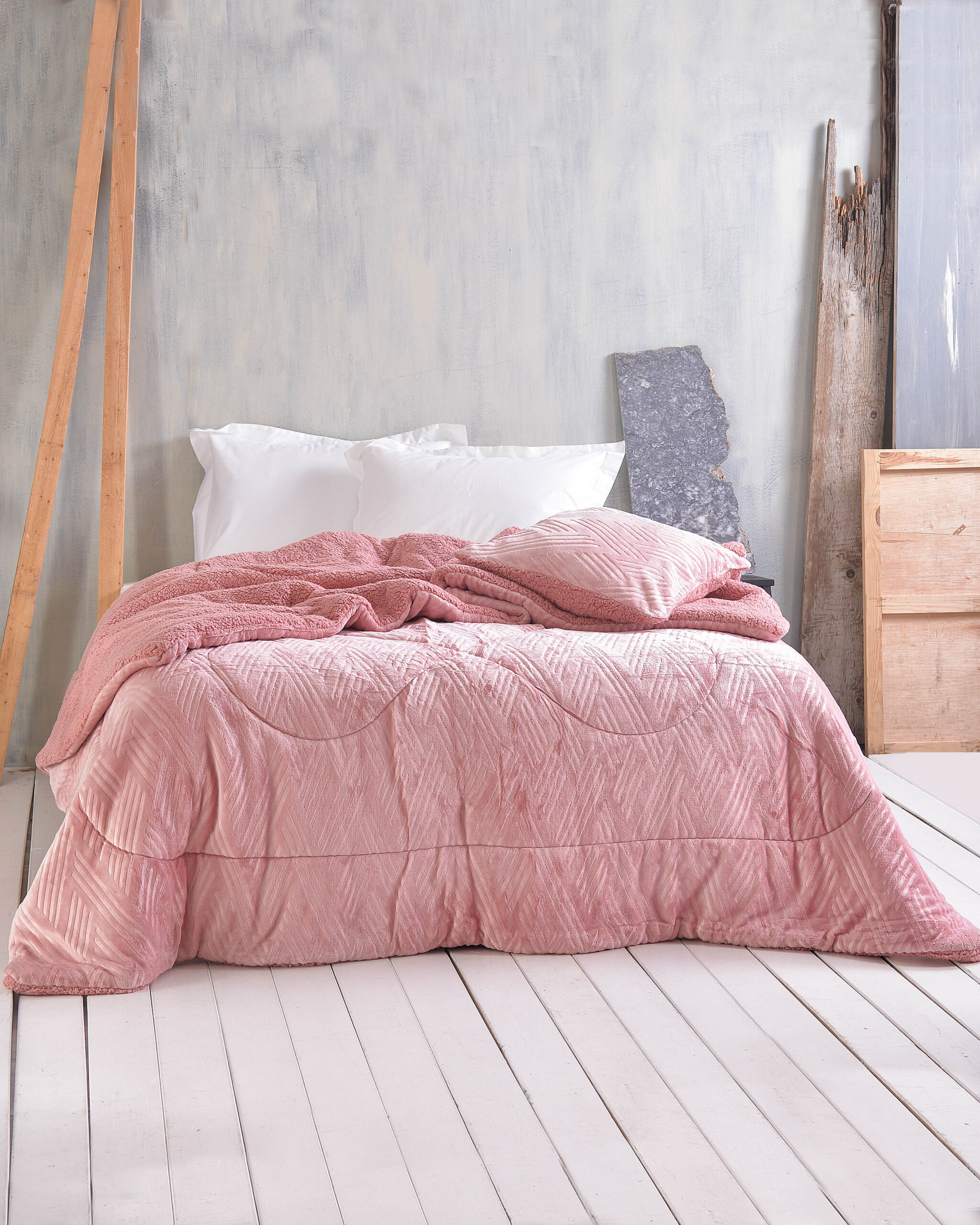 ΚΟΥΒΕΡΤΟΠΑΠΛΩΜΑ ΥΠΕΡΔΙΠΛΟ RYTHMOS LOTUS ΡΟΖ 220X240CM RYTHMOS