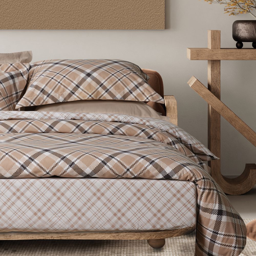 ΣΕΝΤΟΝΙΑ ΥΠΕΡΔΙΠΛΑ DAS HOME CASUAL 5435 BEIGE/BLACK ΣΕΤ 4ΤΜΧ (240X260CM) DAS HOME
