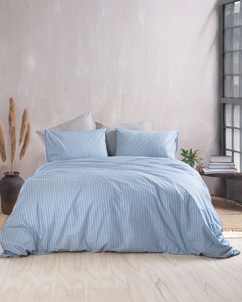 ΣΕΤ ΣΕΝΤΟΝΙΑ ΥΠΕΡΔΙΠΛΑ RYTHMOS POLENE ΜΠΛΕ 230X270CM RYTHMOS