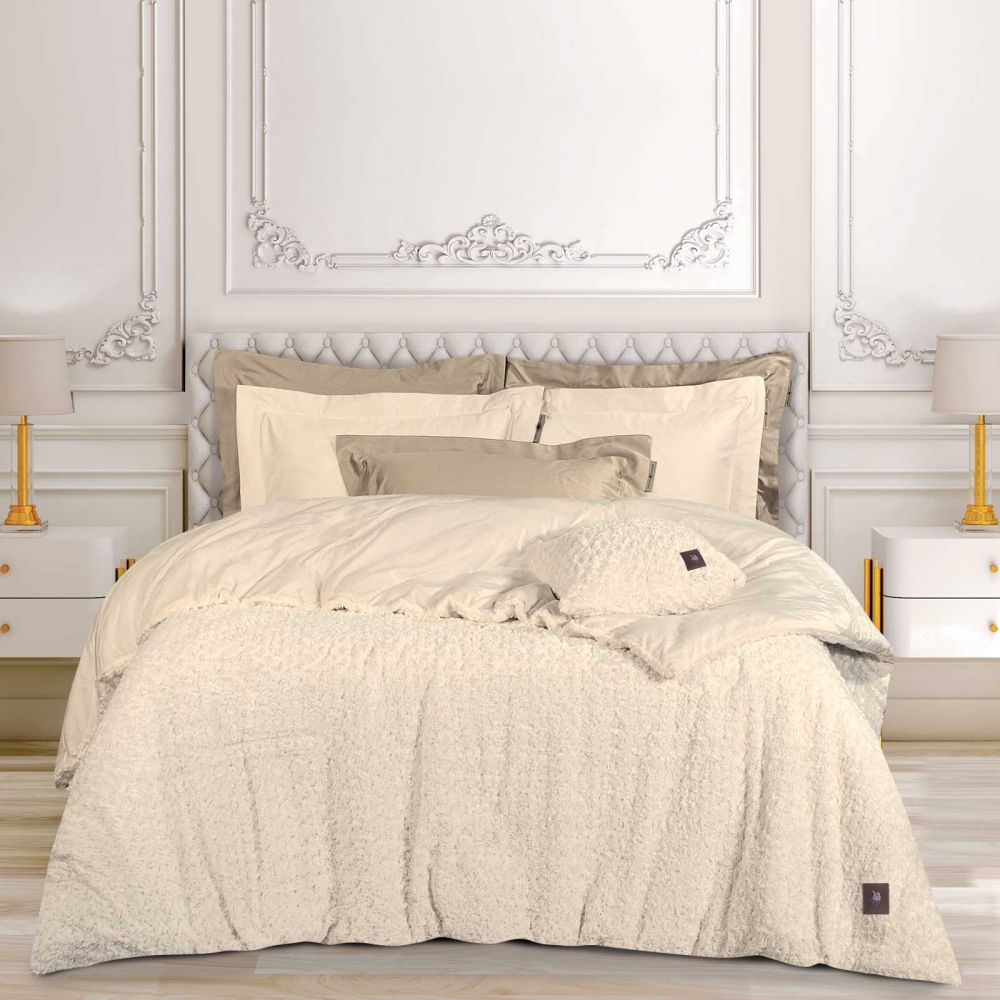ΚΟΥΒΕΡΤΟΠΑΠΛΩΜΑ KING SIZE GREENWICH POLO CLUB ESSENTIAL RABBIT FAUX FUR 3960 ΕΚΡΟΥ (240X250CM)