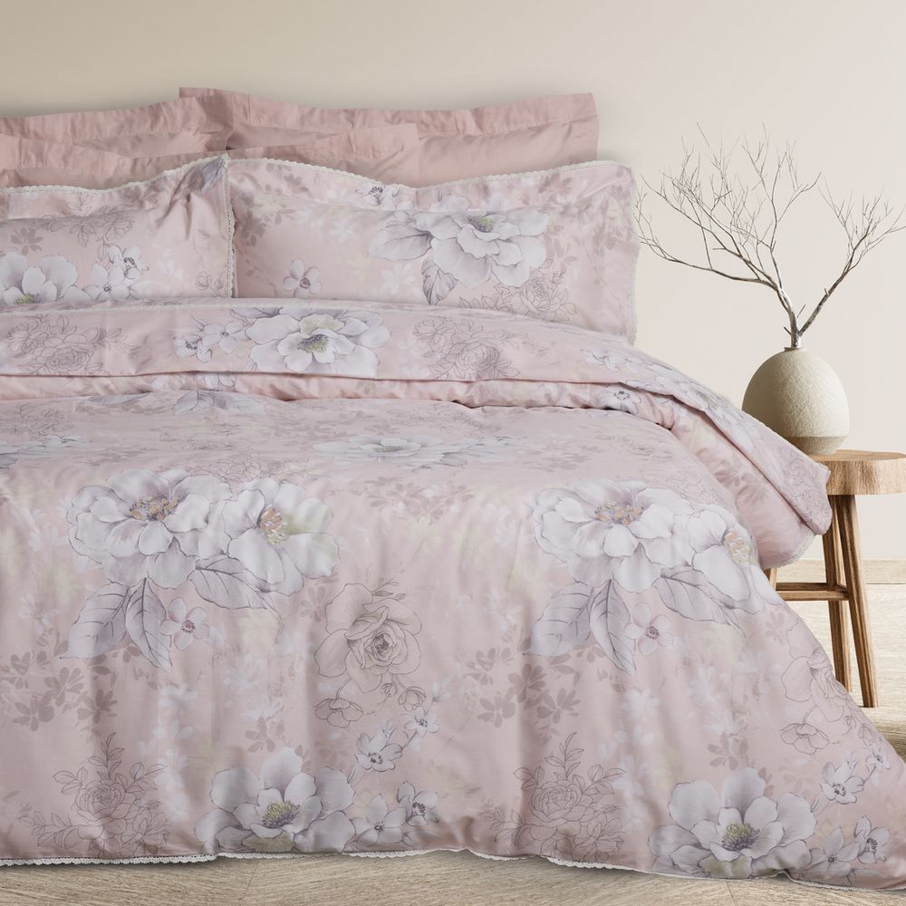 ΣΕΤ ΣΕΝΤΟΝΙΑ KING SIZE DAS HOME PRESTIGE 1711 ΓΚΡΙ/ΡΟΖ 4ΤΜΧ (250X270CM) DAS HOME