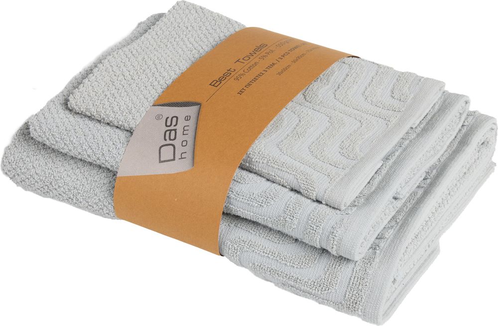 ΣΕΤ ΠΕΤΣΕΤΕΣ DAS HOME BEST 0881 ΓΚΡΙ 3ΤΜΧ (30X50CM-50X90CM-70X140CM) DAS HOME
