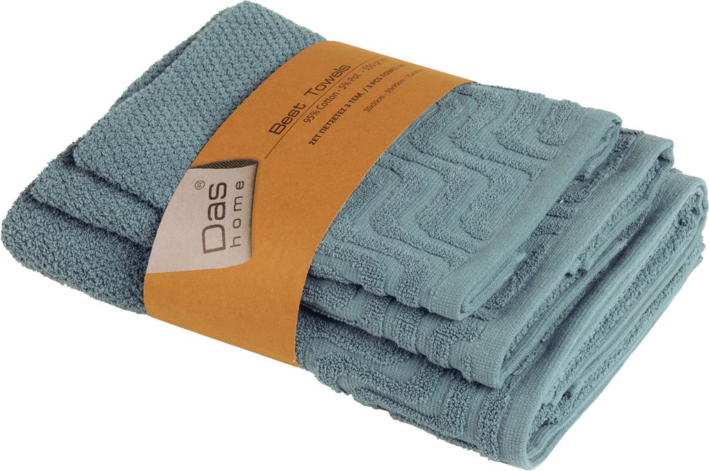 ΣΕΤ ΠΕΤΣΕΤΕΣ DAS HOME BEST 0882 ΜΠΛΕ 3ΤΜΧ (30X50CM-50X90CM-70X140CM) DAS HOME