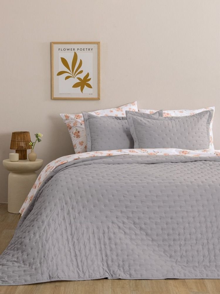 ΚΟΥΒΕΡΛΙ KING SIZE PALAMAIKH HOME COUVRE LIT NICO/2 ΓΚΡΙ (260X240CM)